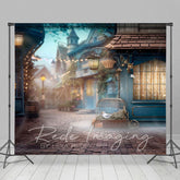 Aperturee - Aperturee Foggy Blue Small Town Street Photography Backdrop